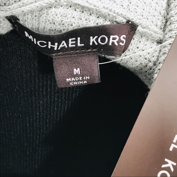 Michael Kors Hooded Zip Up Waffle Sweater, Gray - Picture 4 of 5